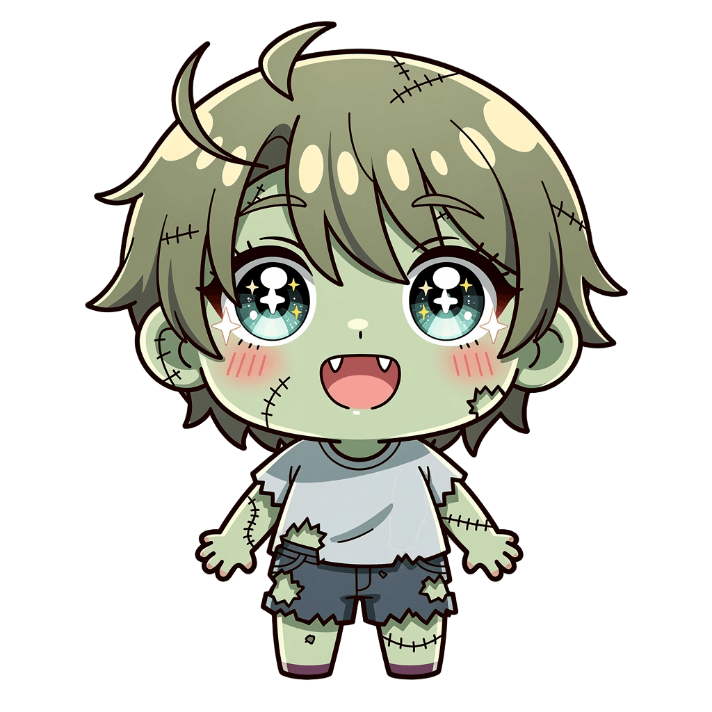 Zombie — happy Zombie Twitch emote — happy, Anime style