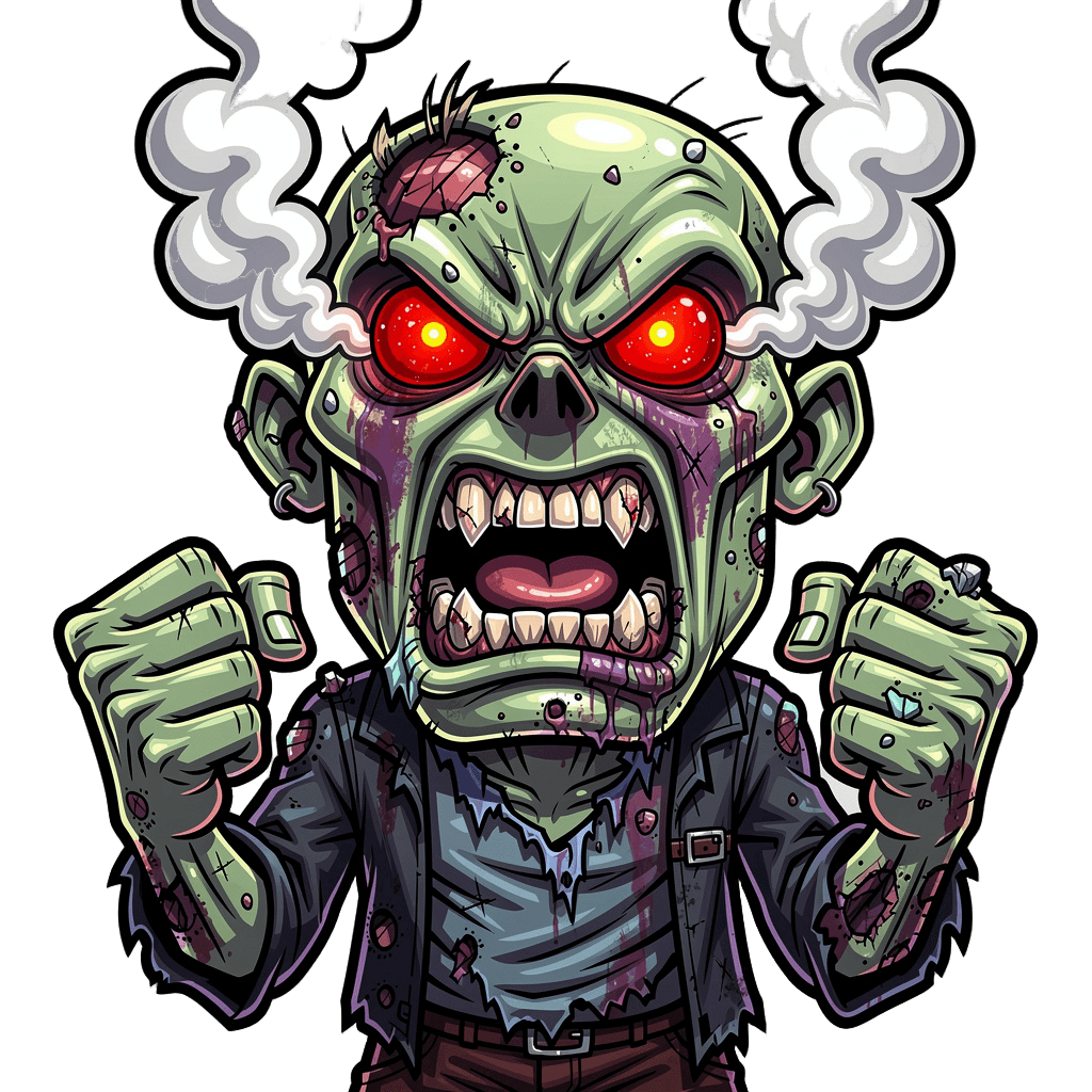 Zombie — angry Zombie Twitch emote — angry, Cartoon style