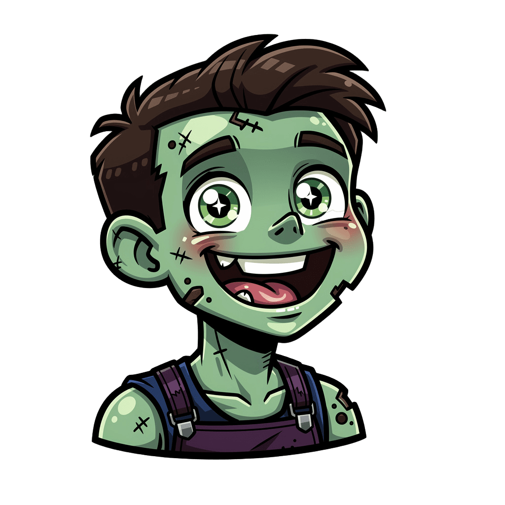 Zombie — happy Zombie Twitch emote — happy, Cartoon style