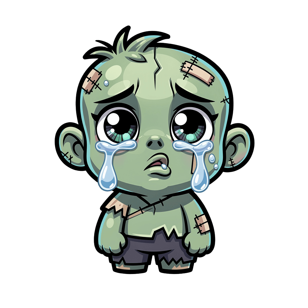 Zombie — sad Zombie Twitch emote — sad, Cartoon style