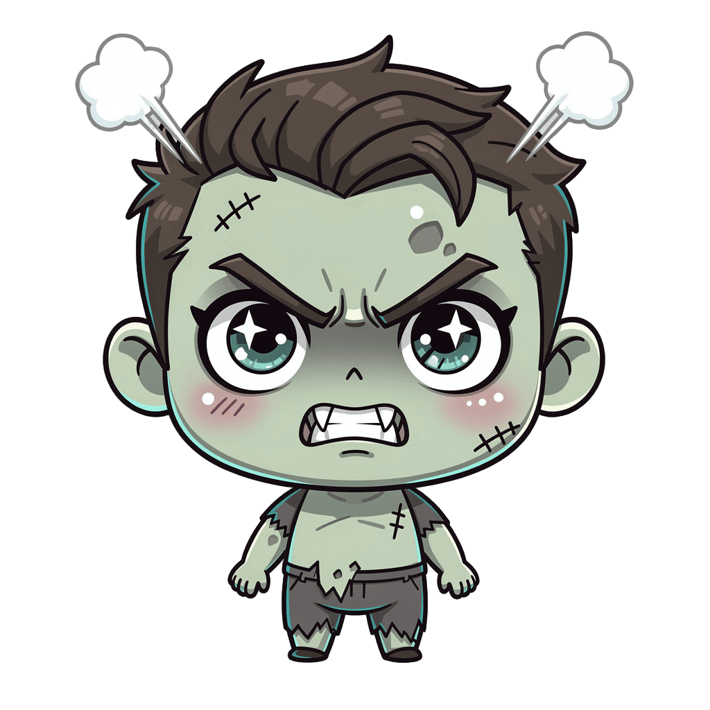 Zombie — angry Zombie Twitch emote — angry, Chibi style