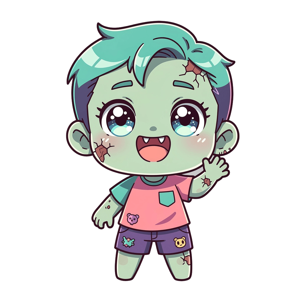 Zombie — happy Zombie Twitch emote — happy, Chibi style