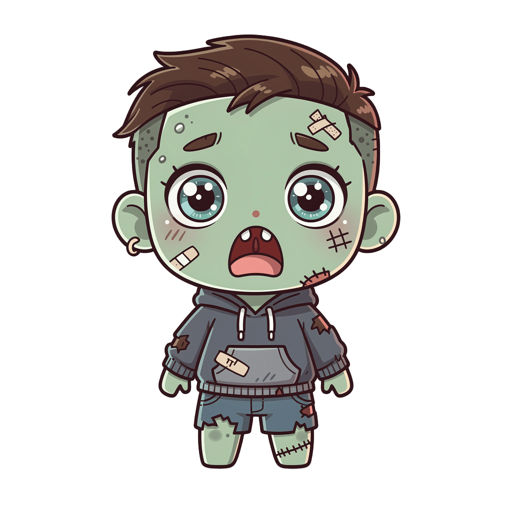 Zombie — surprised Zombie Twitch emote — surprised, Chibi style