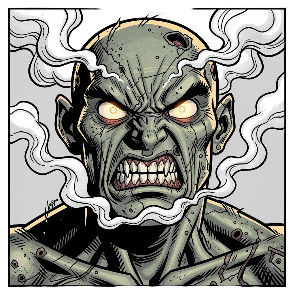 Zombie — angry Zombie Twitch emote — angry, Comic style