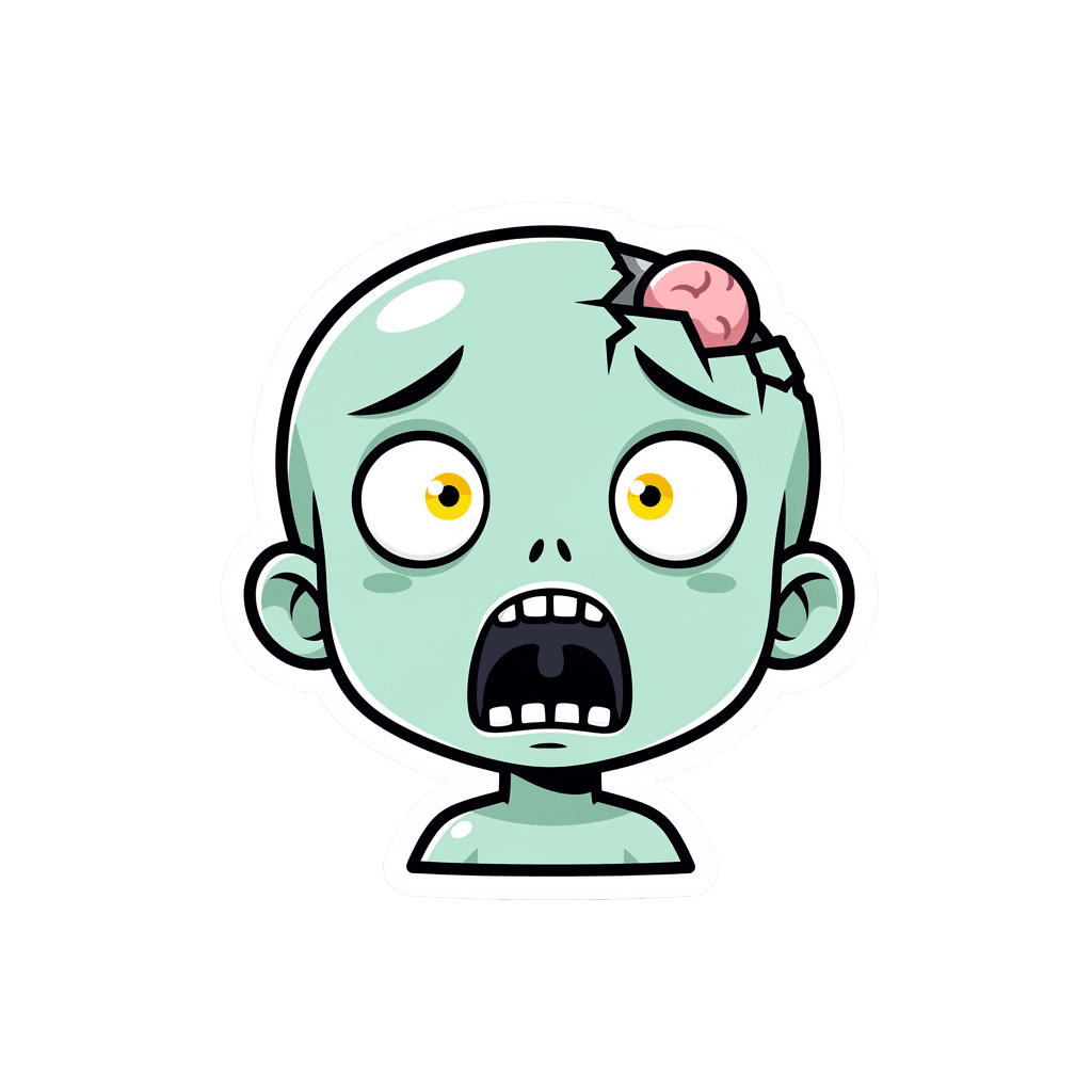 Zombie — surprised Zombie Twitch emote — surprised, Sticker style