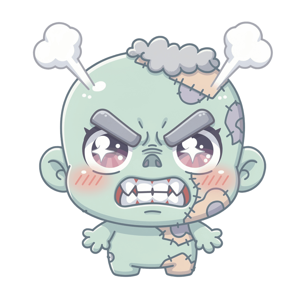 Zombie — angry Zombie Twitch emote — angry, Kawaii style