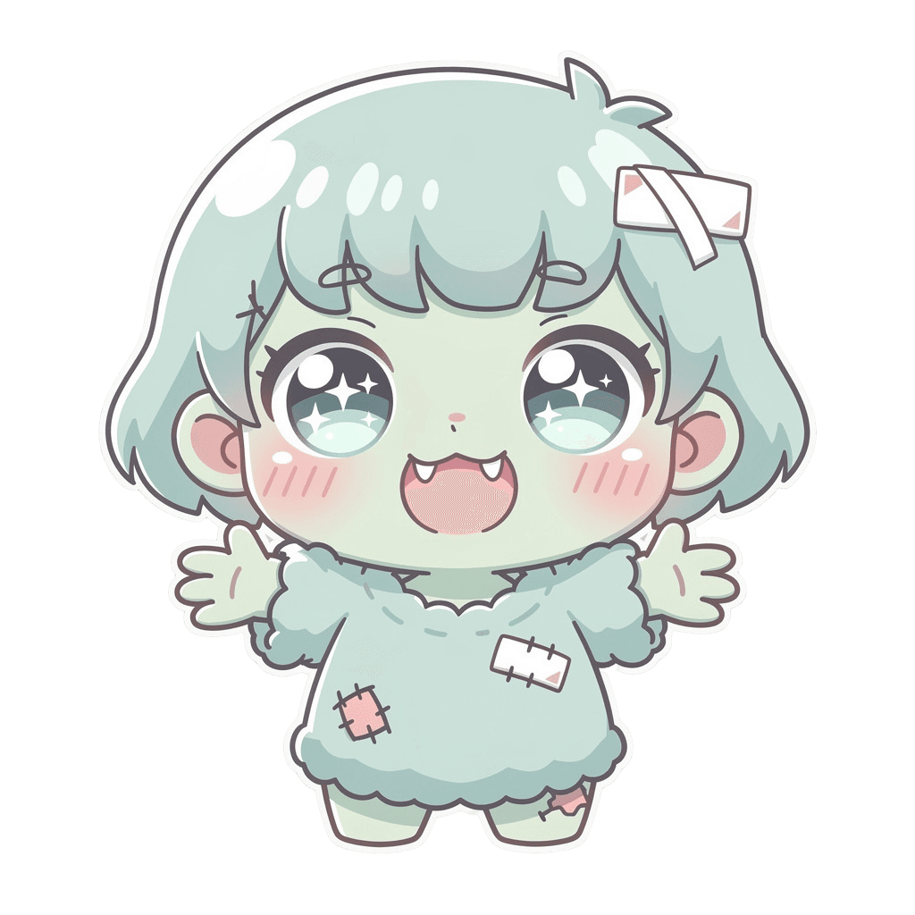 Zombie — happy Zombie Twitch emote — happy, Kawaii style