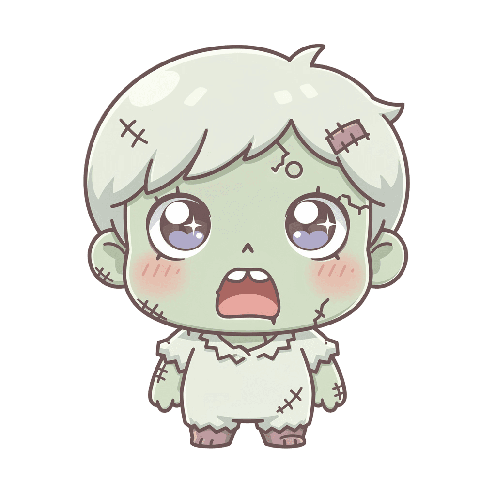 Zombie — surprised Zombie Twitch emote — surprised, Kawaii style
