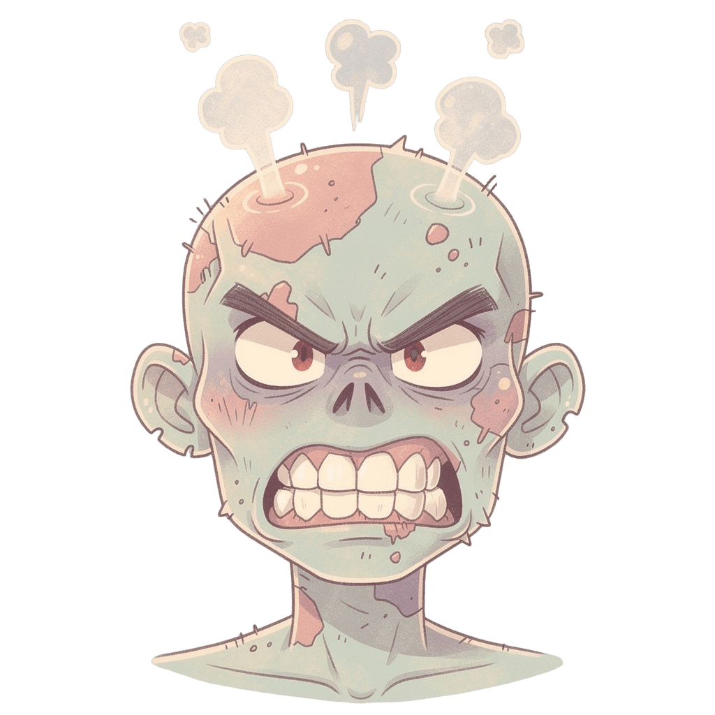 Zombie — angry Zombie Twitch emote — angry, Pastel style