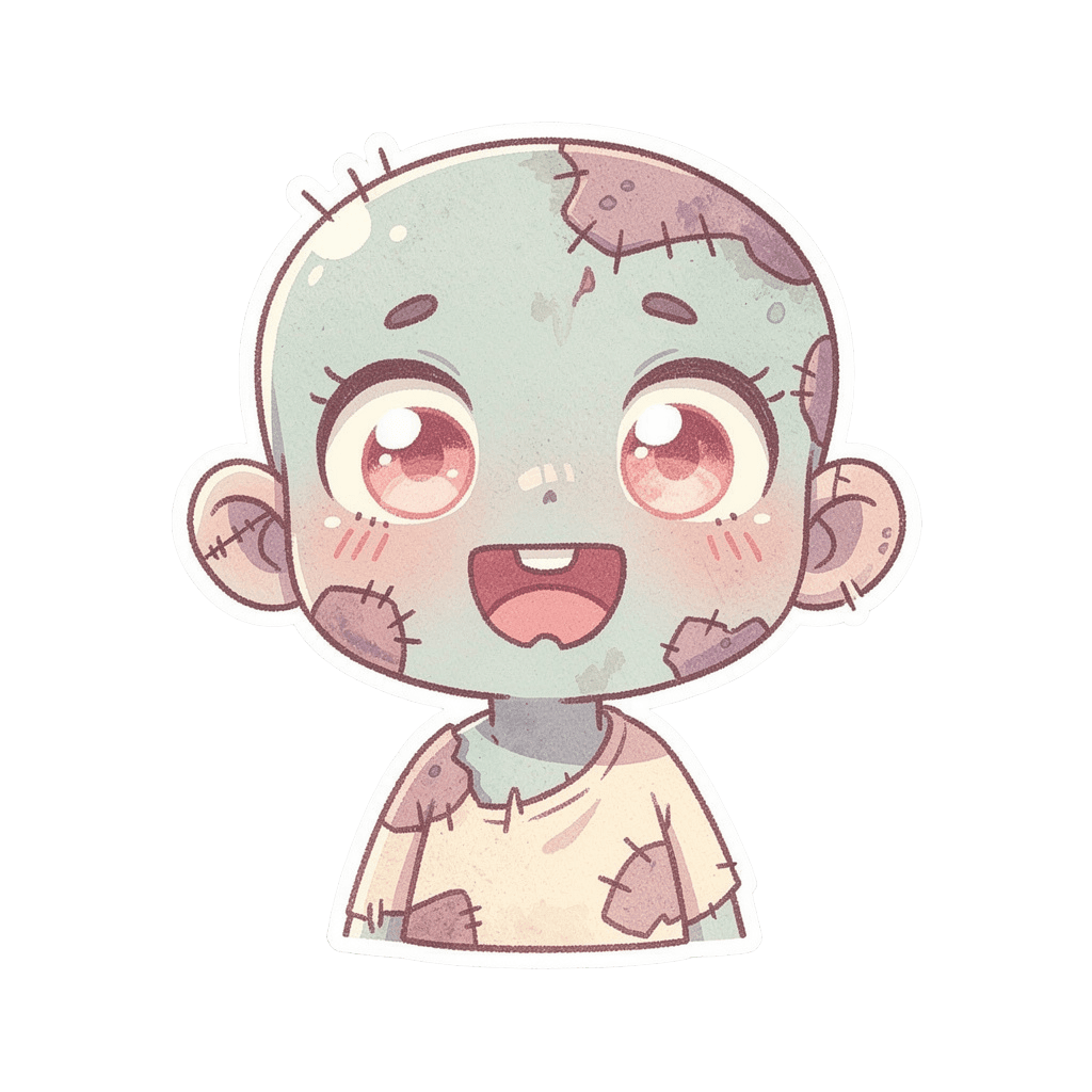 Zombie — happy Zombie Twitch emote — happy, Pastel style